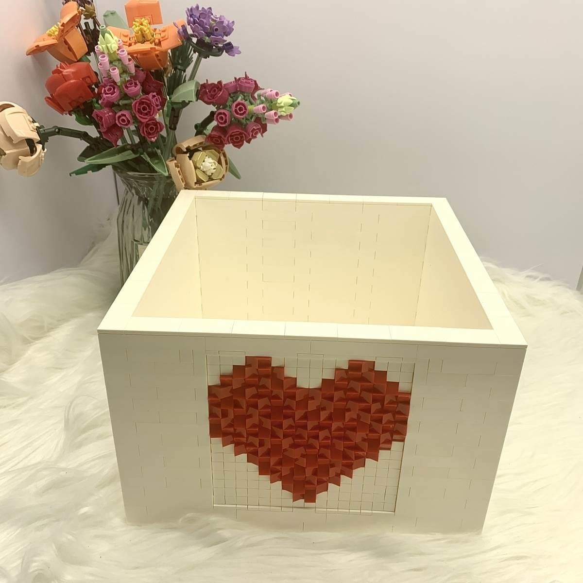 Handmade Assembly Of Building Blocks, Roses, Eternal Flower Bouquet, Hugging Bucket