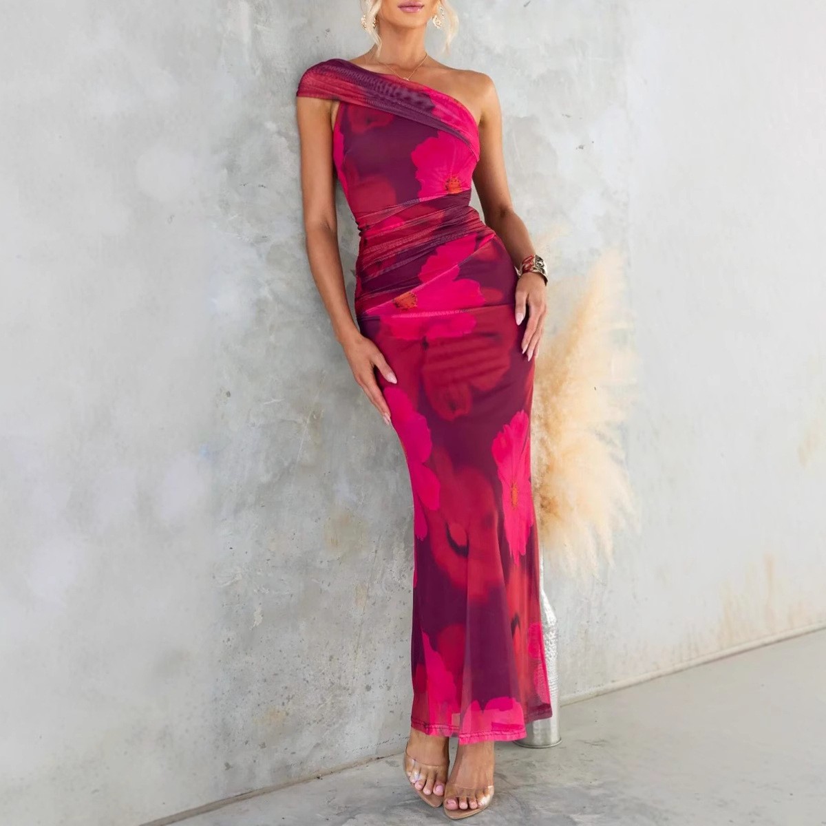 New European And American Plaid Waist Tight Sexy Backless Spaghetti Straps Dress Women