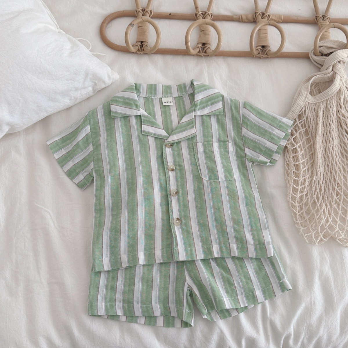 Children's Striped Cool Breathable Short-sleeved Sports Shorts