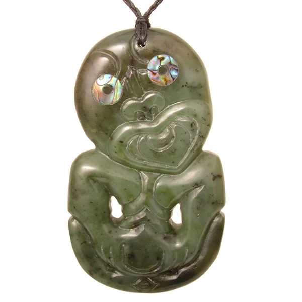 Extra Large Greenstone Tiki Pendant