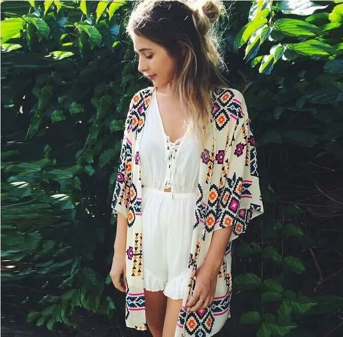 Floral chiffon kimono