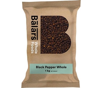 PEPPER BLACK WHOLE PEPPERCORNS 1KG (BALARS)