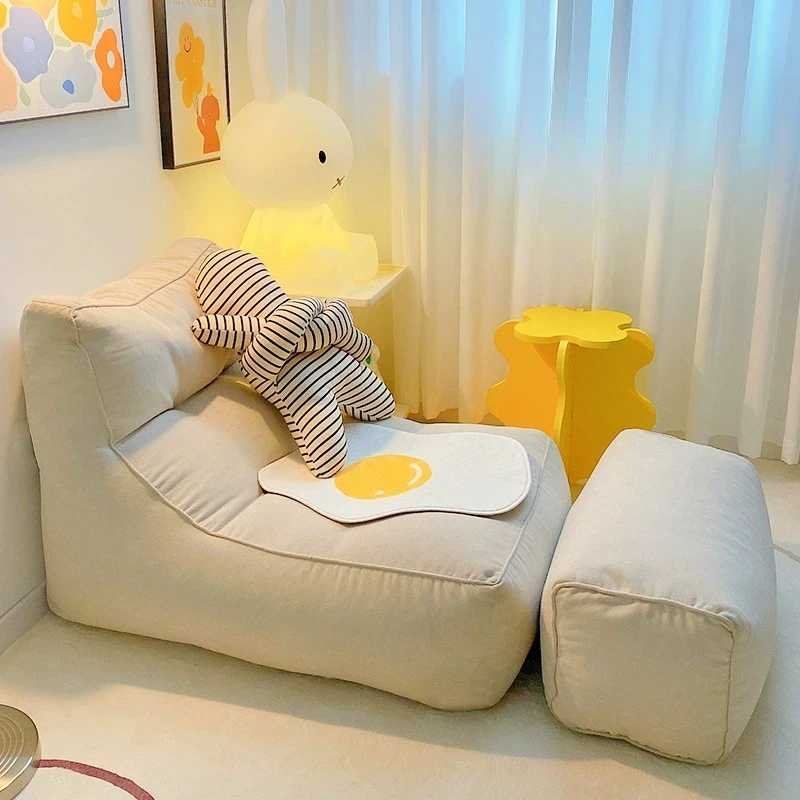 Cozy Convertible Single Sofa with Footrest Compact Lounge Chair for Home