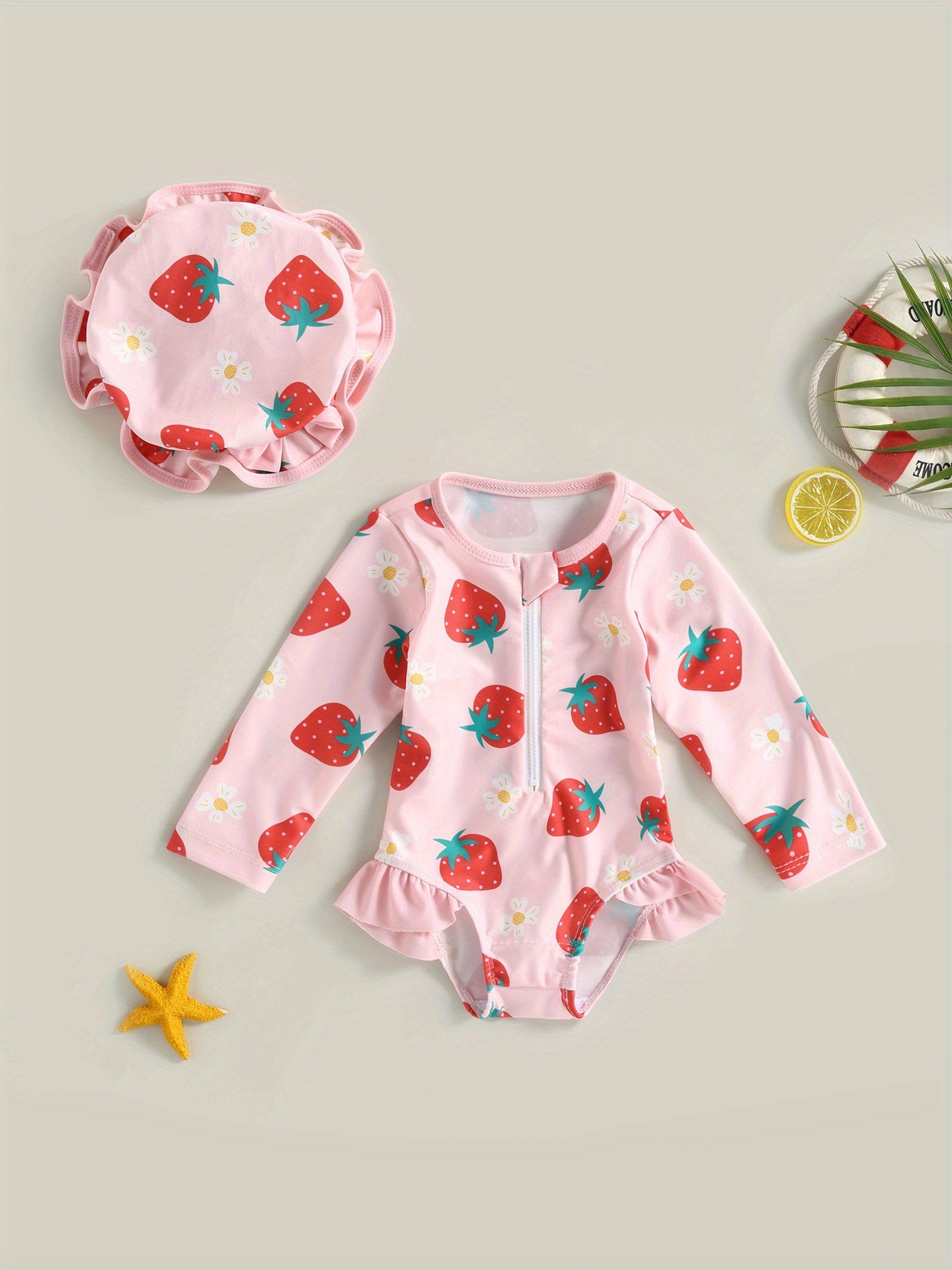 Fashion Personality Baby Girl Swimsuit With Hat