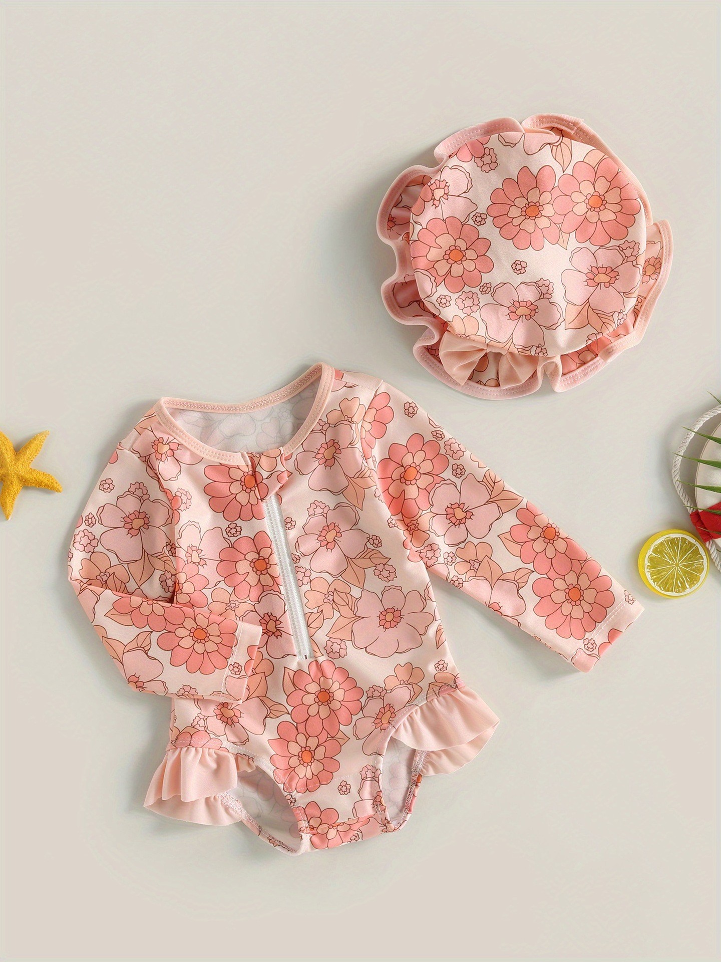 Fashion Personality Baby Girl Swimsuit With Hat