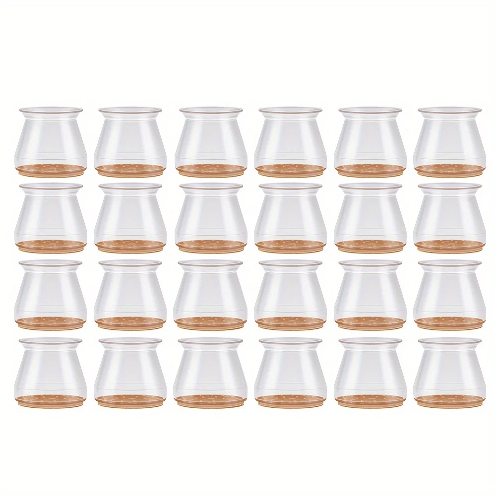 24pcs Transparent Silicone Chair Leg Covers with Felt Pads