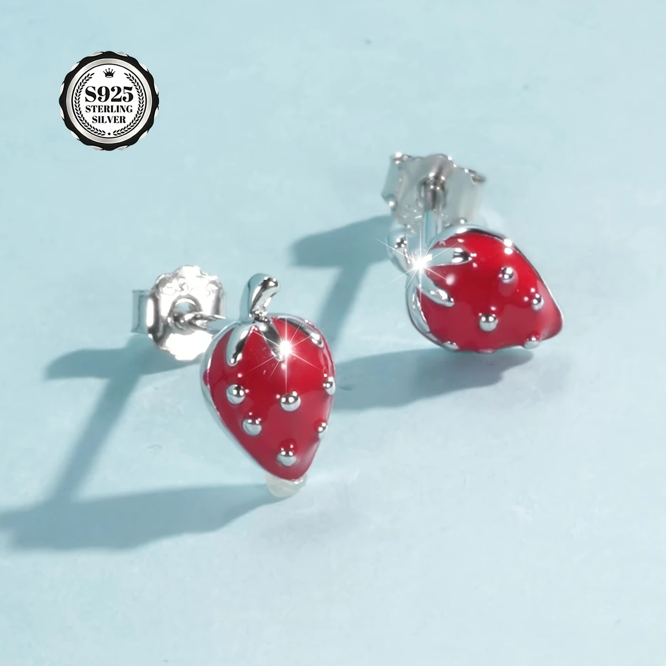 2pcs Women's Fashion Earrings S925 Silver Cute Strawberry Studs  Sweet, Elegant Womens Earrings for Daily Outings, Photo Shoots, Parties, and Gifts for Girlfriends or Lovers