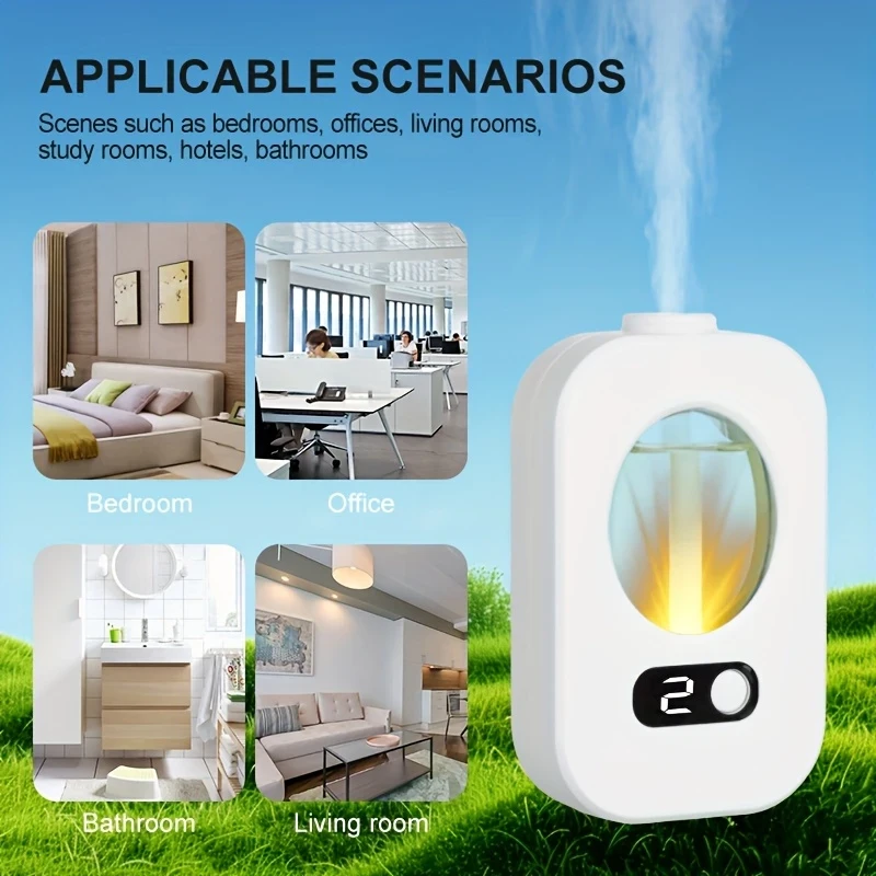 USB Rechargeable Smart Aroma Diffuser and Humidifier  Essential Oil Compatible, Quiet Mist with Night Light, Non-Waterproof, Ideal for Home, Office, Bathroom, and Toilet