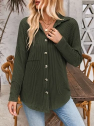Striped Contrast Color Pocket Long Sleeve Shirt