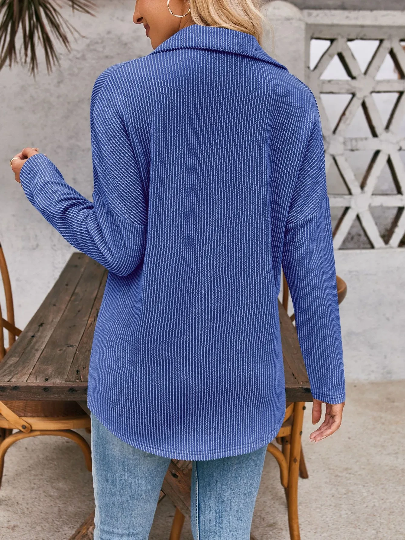 Striped Contrast Color Pocket Long Sleeve Shirt