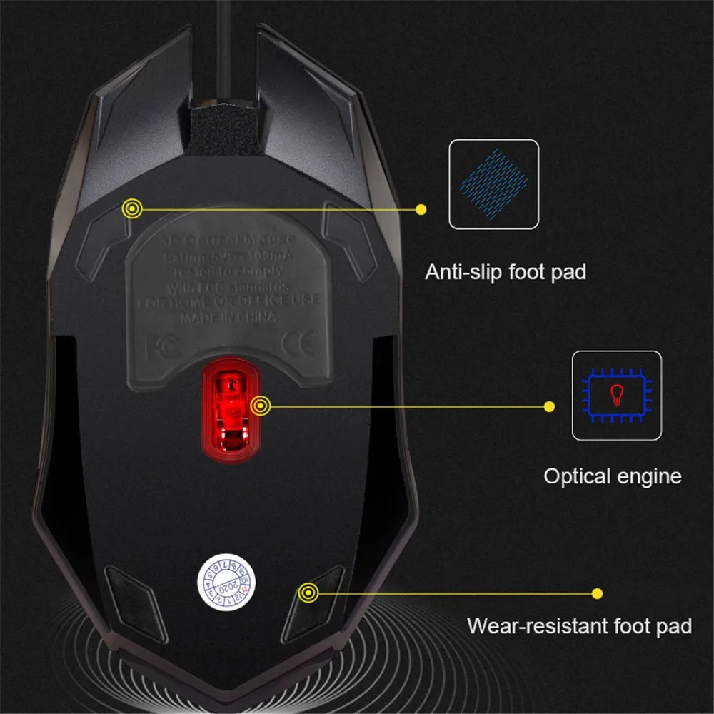 USB Wired Gaming Mouse 5000 DPI Ergonomic, Silent, and Backlit Professional Gamer Mice