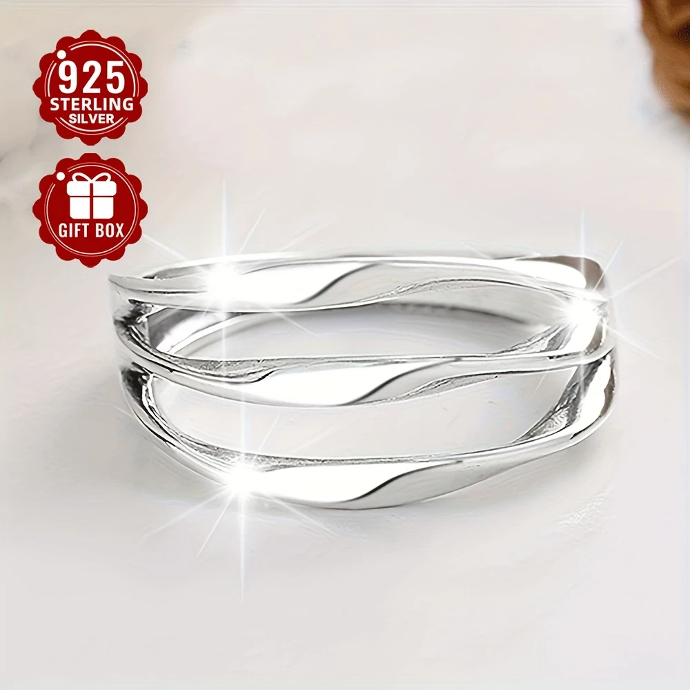 925 Silver Ring with Multi-Layer Design  Elegant Adjustable Jewelry