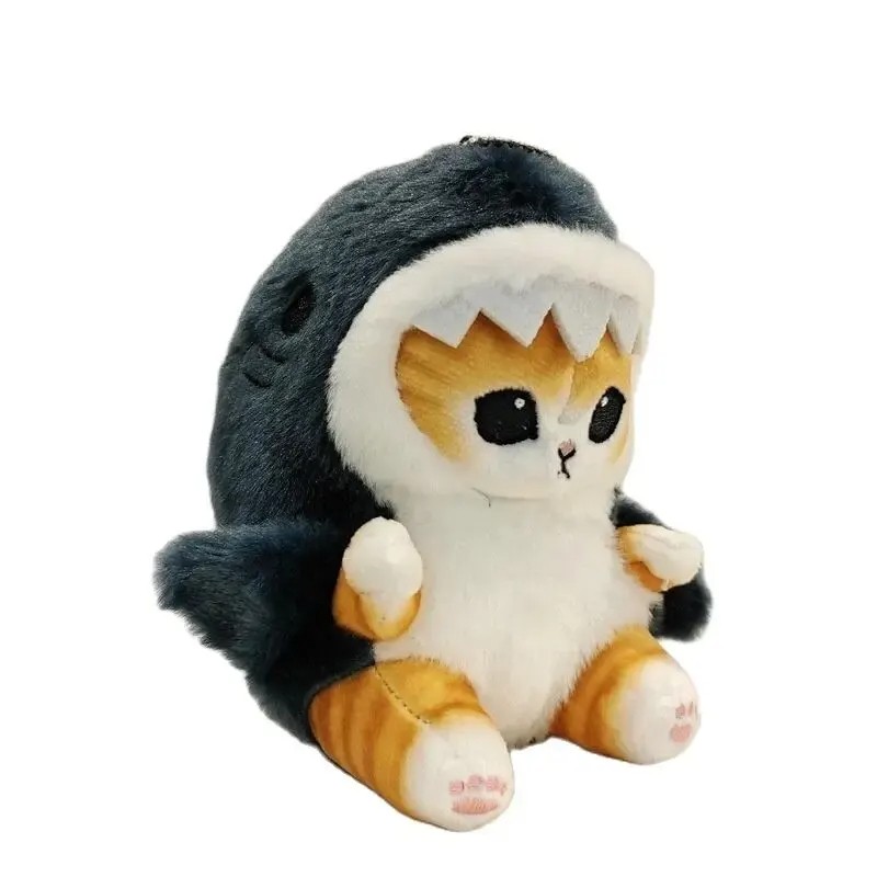 Kawaii Anime Hobby Tempura Fried Shrimp Shark Cat Plush Doll Keychain