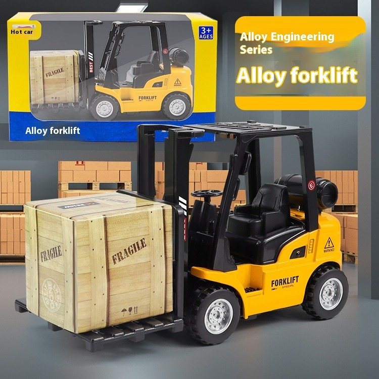 Boy Alloy Toy Building Engineering Forklift Box