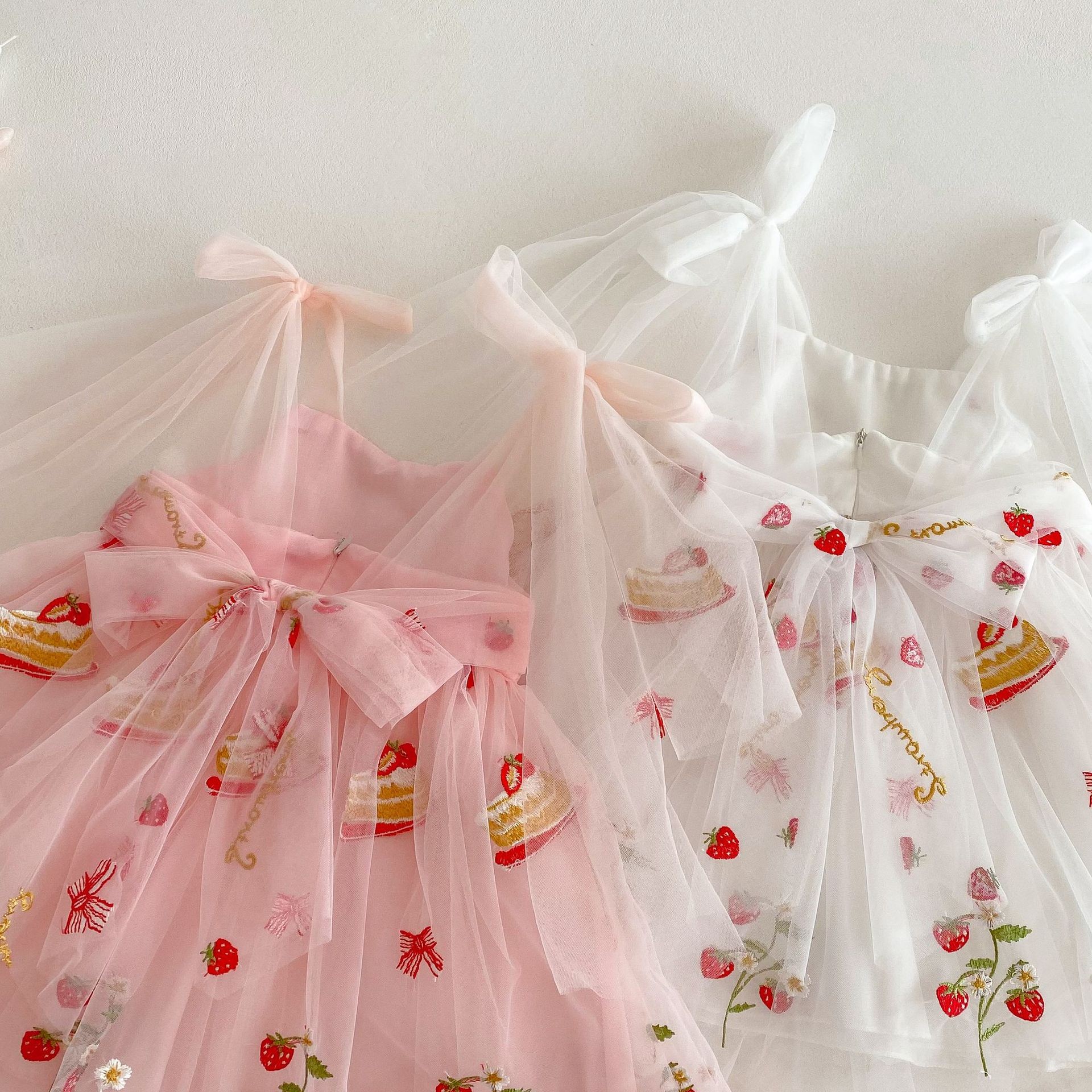 Girls' Sleeveless Lace Embroidery Mesh Princess Dress