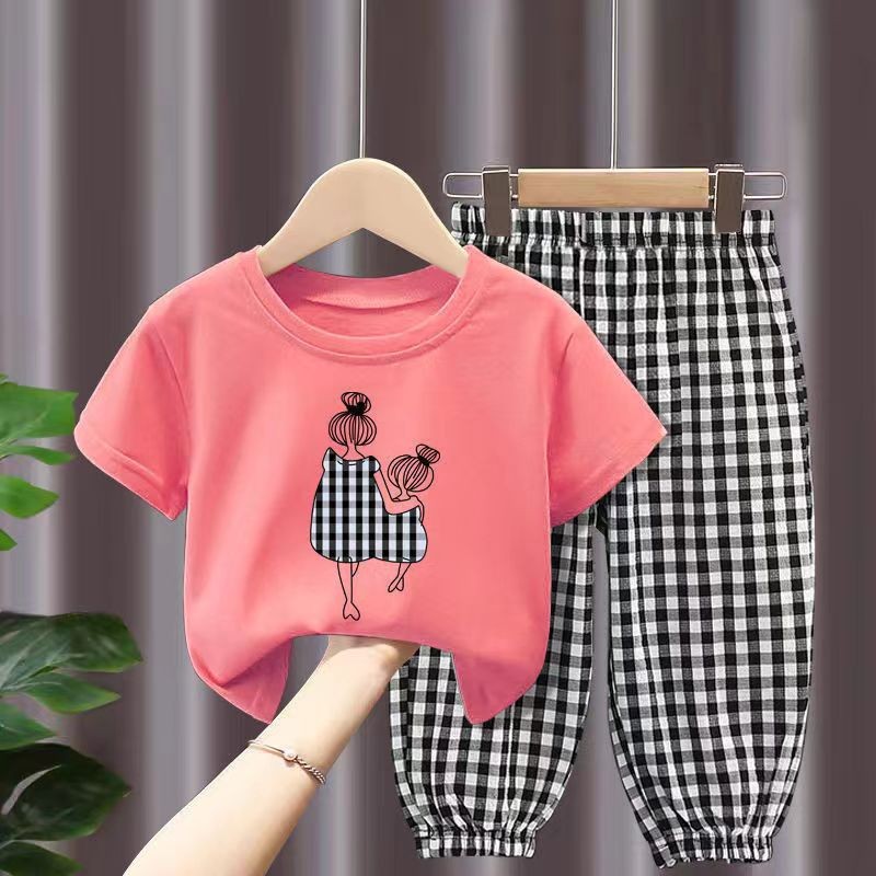 Children's Creative Printed Short Sleeve Pants Set