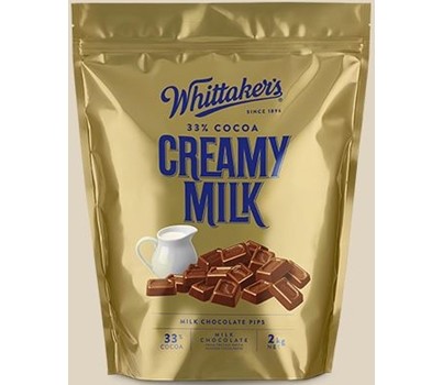 CREAMY MILK CHOC PIPS (33%)2KG (WHITTAKERS FG0231)