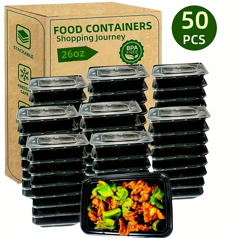 50pcs 26oz Leakproof Meal Prep Containers with Lids