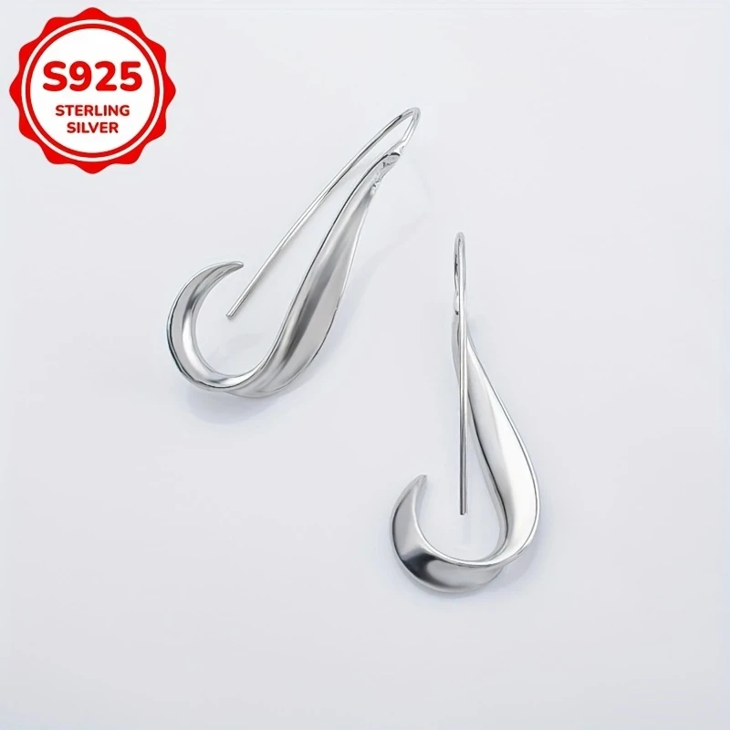 Minimalist Geometric Twisted Dangle Earrings for Women in 925 Sterling Silver, 3g - Ideal for Casual Attire