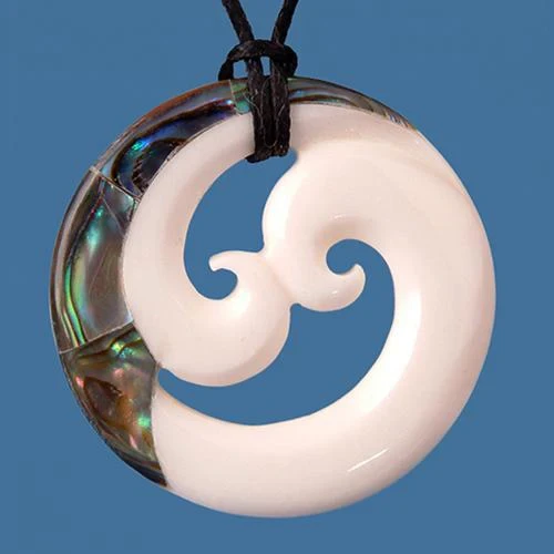 Bone Double Koru Pendant