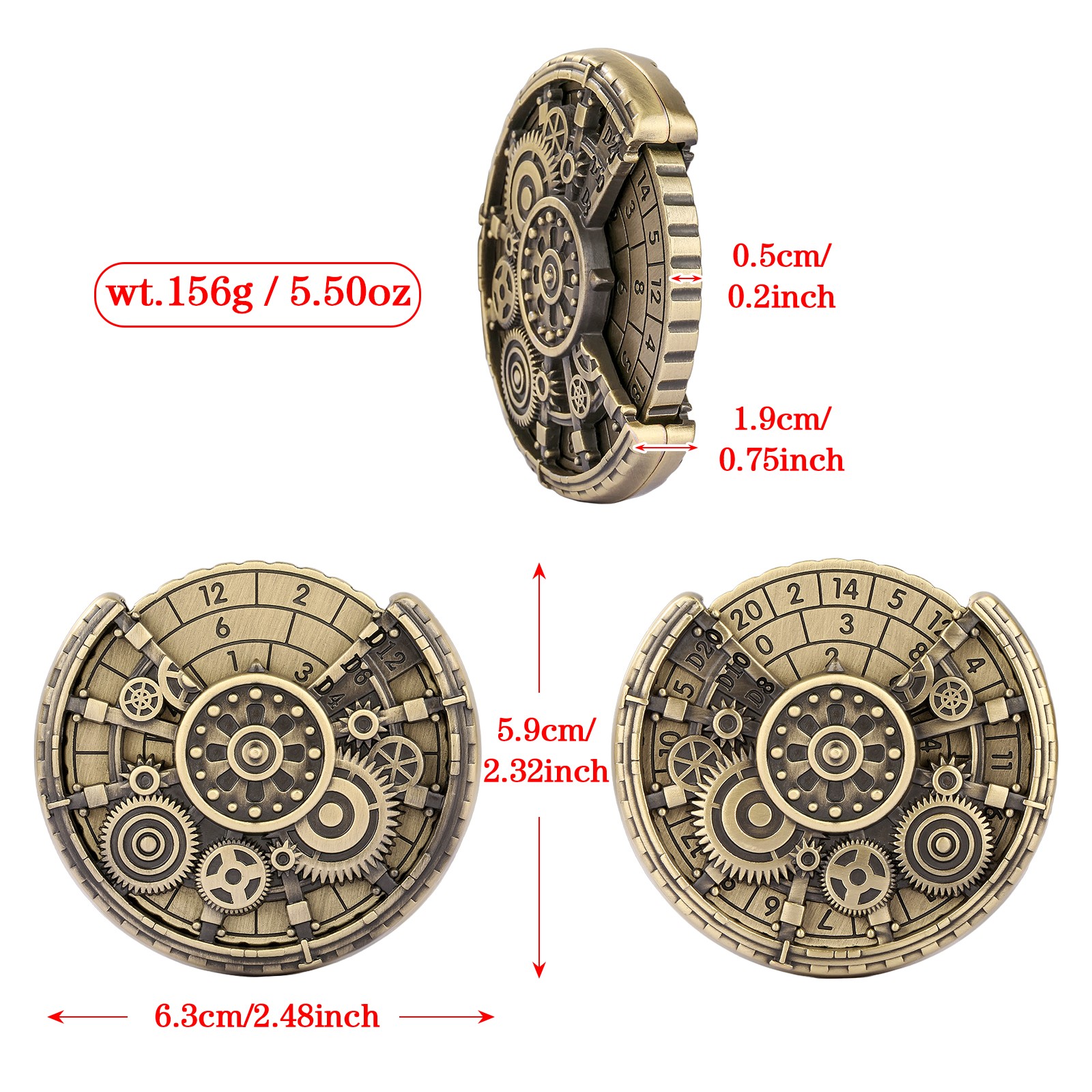 Private Model Time Gear Fingertip Gyroscope Retro Wheel DND Dice Gift Box Set, Role Playing Game Dice On The Table