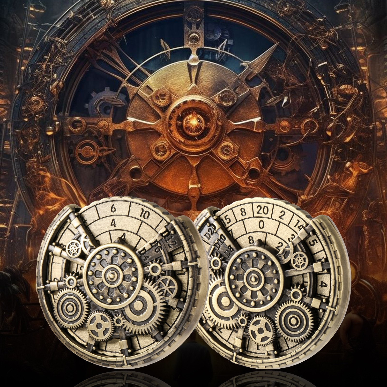 Private Model Time Gear Fingertip Gyroscope Retro Wheel DND Dice Gift Box Set, Role Playing Game Dice On The Table