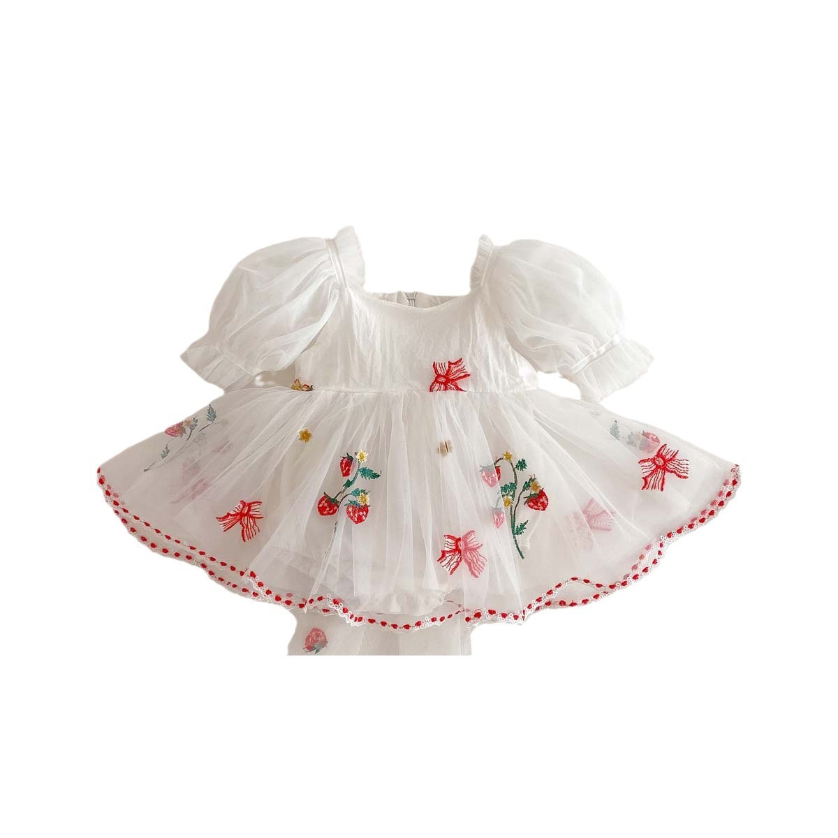 Baby Girl Embroidered Bow Mesh Princess Dress