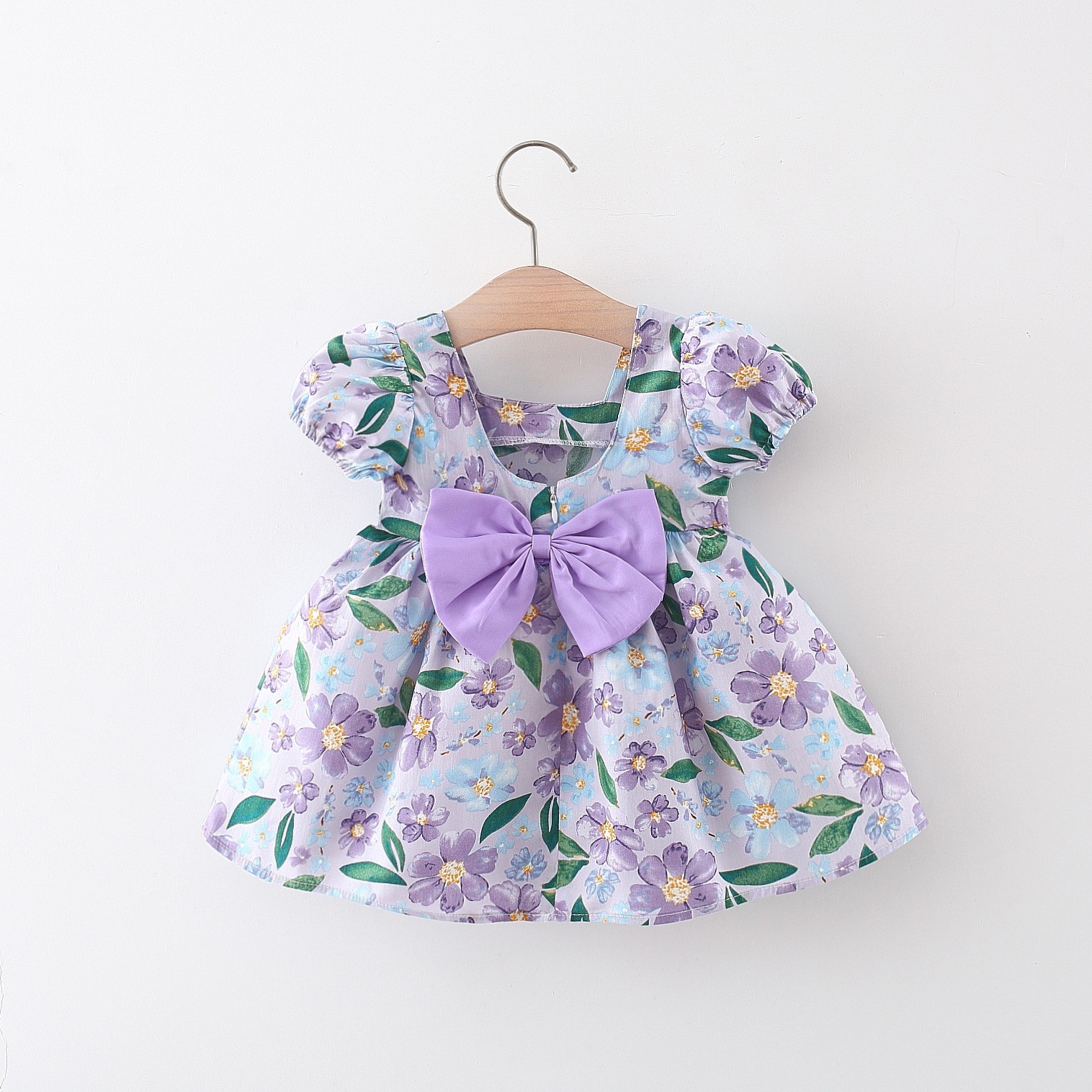 Girl's Fashionable Flower Short Sleeve Dress