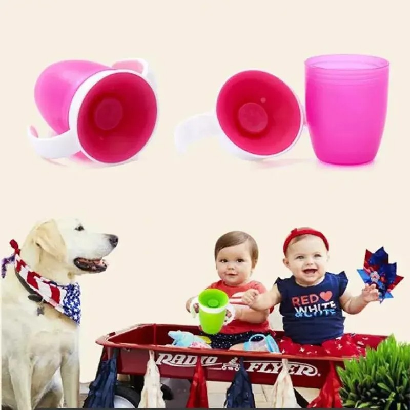 Baby Learning Drinking Cup with Double Handle and Flip Lid