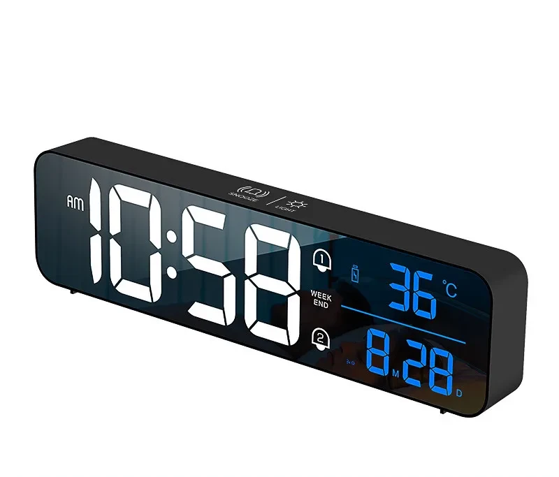 LED Wall Clock Electronic Digital Music Alarm Clock Office Smart Square Clock
