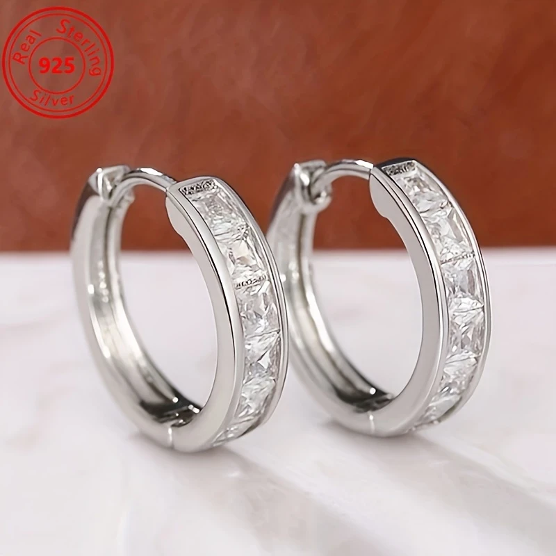 Pairs of S925 Silver Earrings Fashionable and Simple Zirconia Earrings for Daily Wear