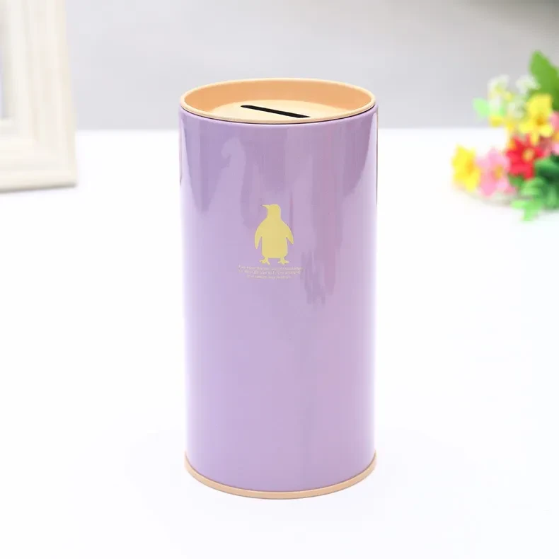 Creative Cartoon Piggy Bank Tinplate Round Tin Can
