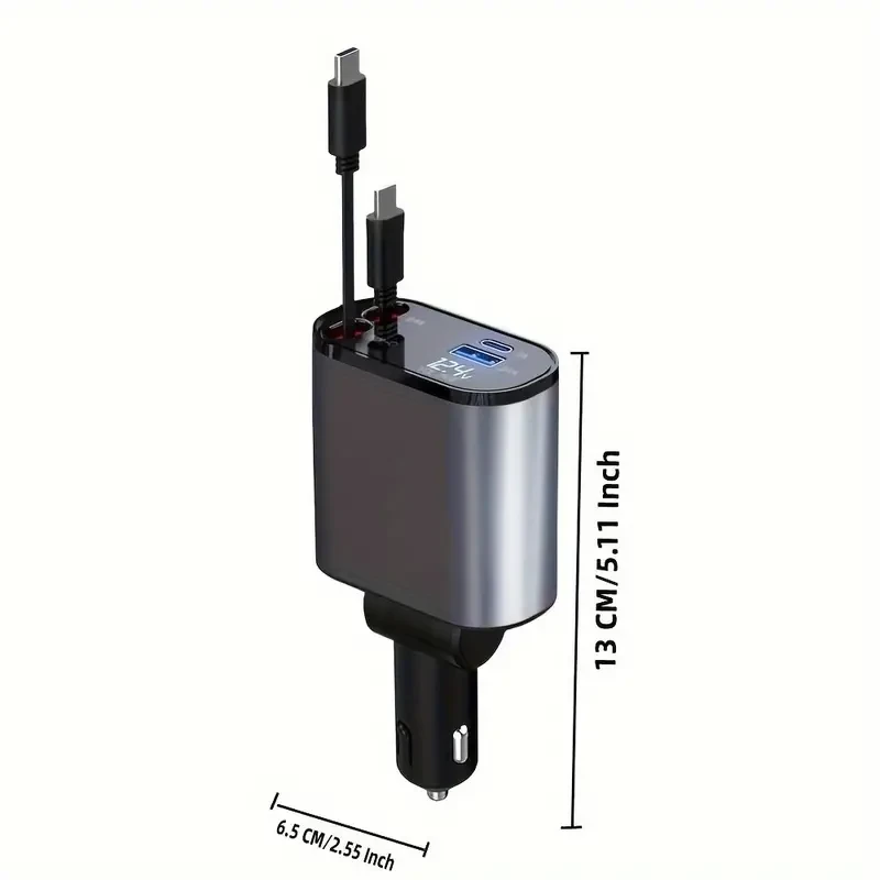 120W Type C Car Charger - Dual Port Fast Charging Adapter for iPhone, Samsung, and Google Pixel