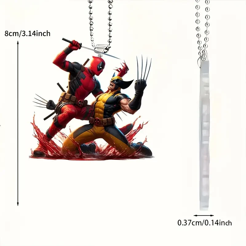 Deadpool & Wolverine Acrylic Car Charm - Vibrant Rearview Mirror Pendant and Keychain Accessory