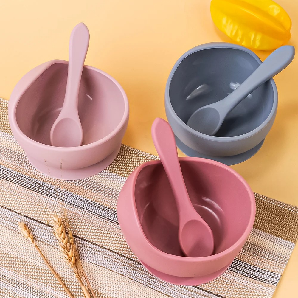 2PC Silicone Sucker Bowl Feeding Tableware