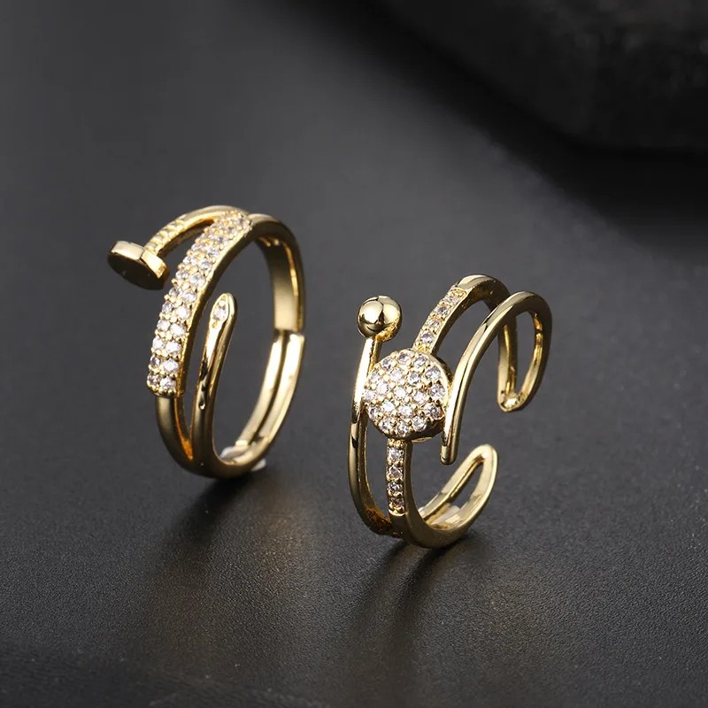 Trend Shine Zircon Nail Rings for Women Girls