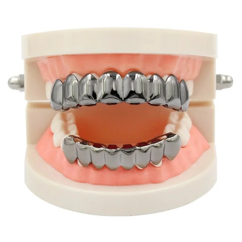 Gold Silver Plated HIP HOP Teeth Grillz Top & Bottom Grills Set