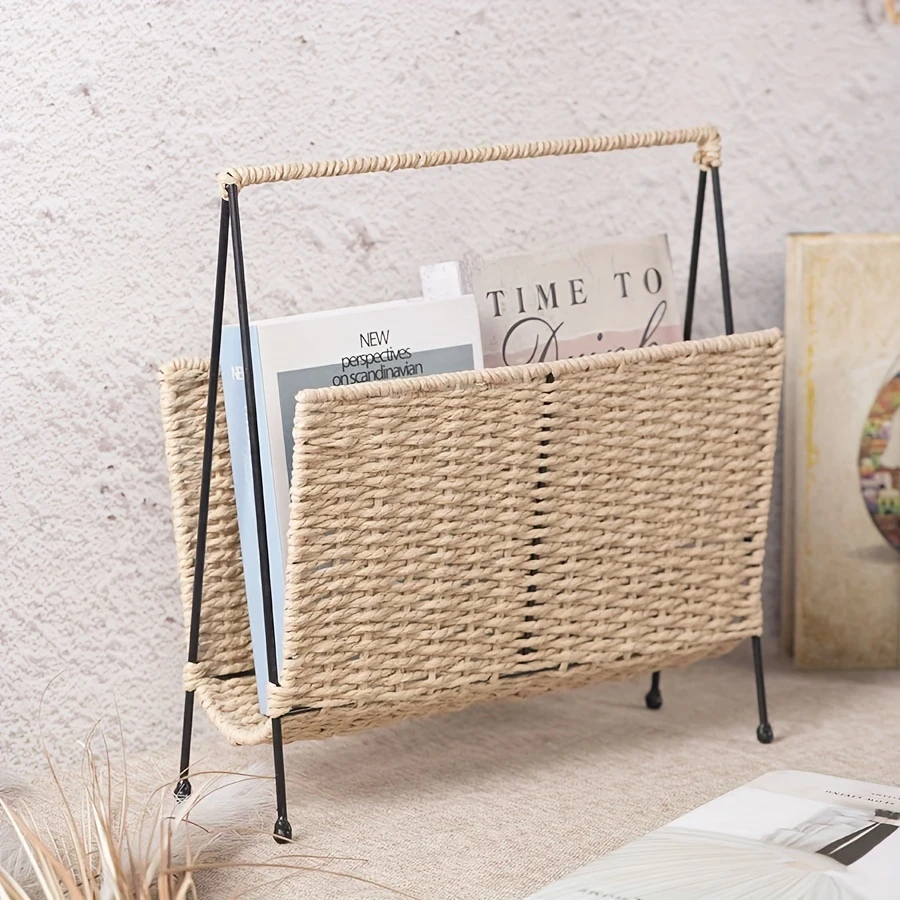 Hand-woven Paper Rope Magazine Book Storage