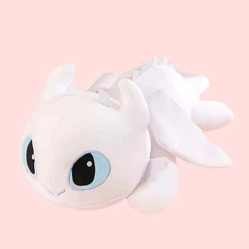 Adorable Dragon Plush Toy Large White & Black Soft Stuffed Animal with Big Eyes