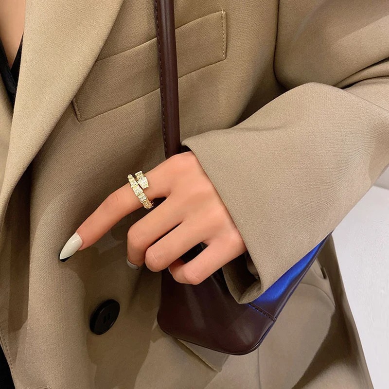 Trendy Snake Bone Shape Open Rings for Women