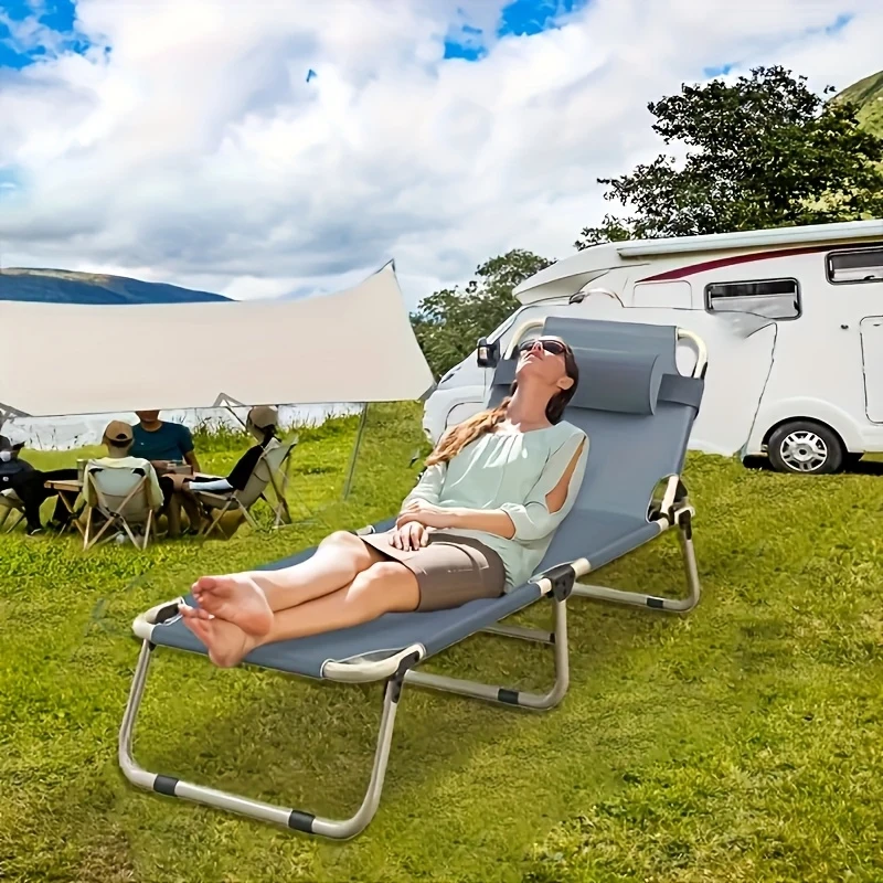 Portable Folding Bed Lightweight Alloy Steel Frame with Gray Fabric Cover | Space-Saving Outdoor Sleeping Solution for Office, Camping & Home NZ