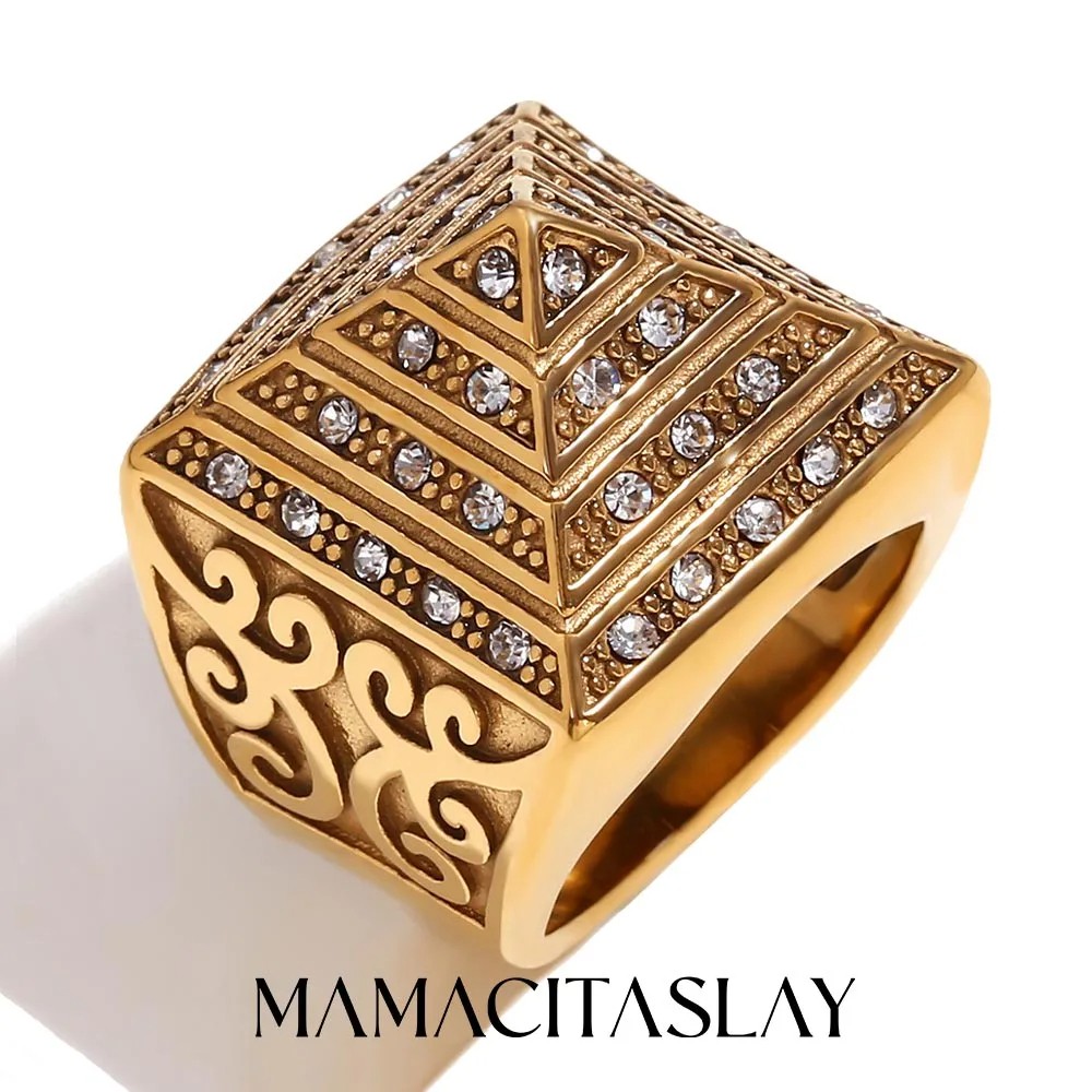 MamacitaSlay New In Vintage Four Story Pyramid Vine Waterproof Mens Ring