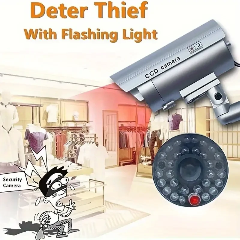 2 Pack Realistic Dummy Security Cameras with LEDs - Indoor/Outdoor Protection