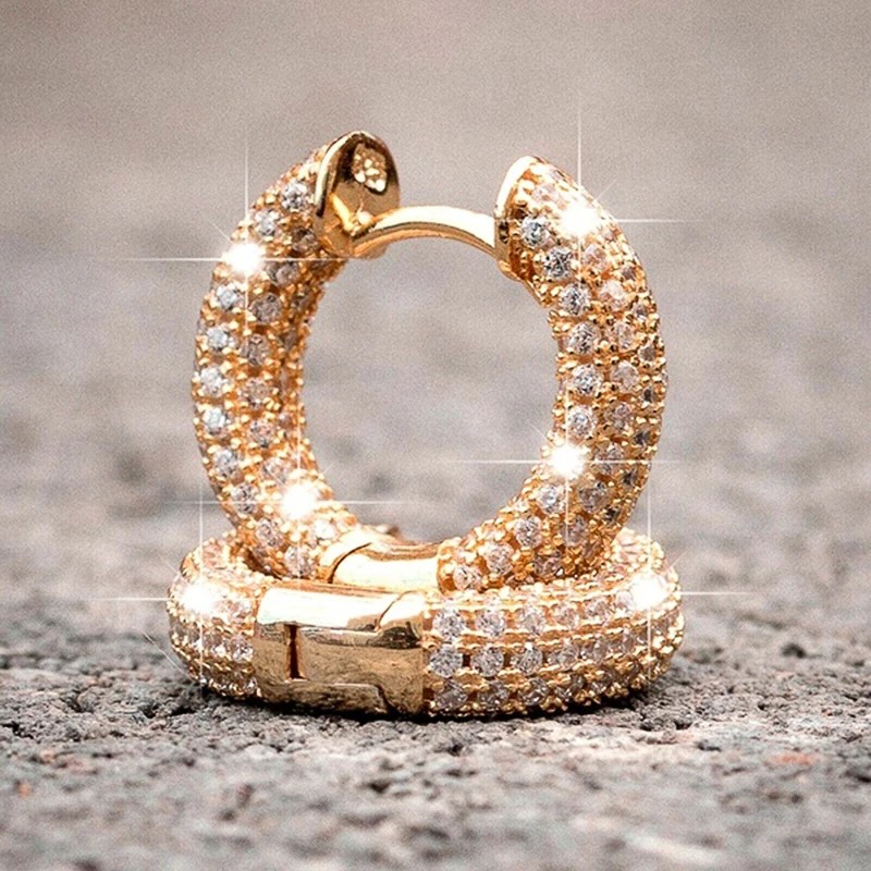 Huitan Luxury Women Small Hoop Earrings Dazzling Micro Paved CZ Stones