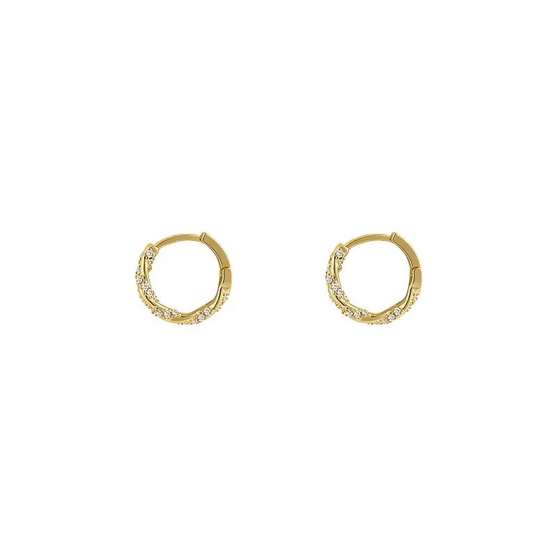 FTCY Simple Luxury Zircon Metal Hoop Earrings
