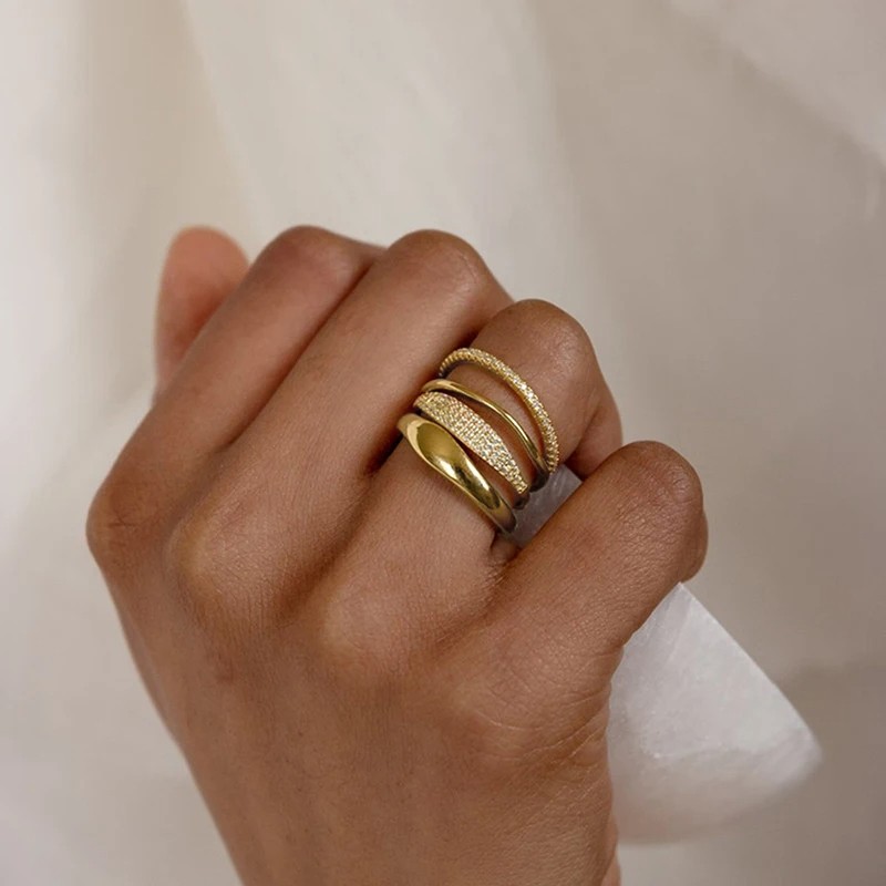 Huitan Trendy 4Pcs Set of Rings for Women