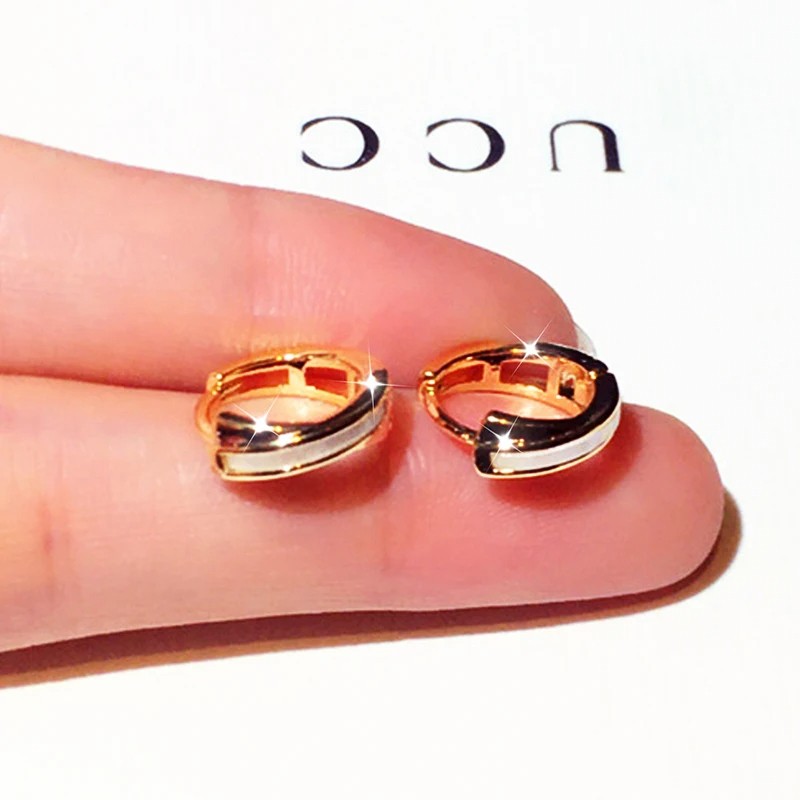 Luxury Exquisite 14K Plated Gold Simple Women Hoop Earrings