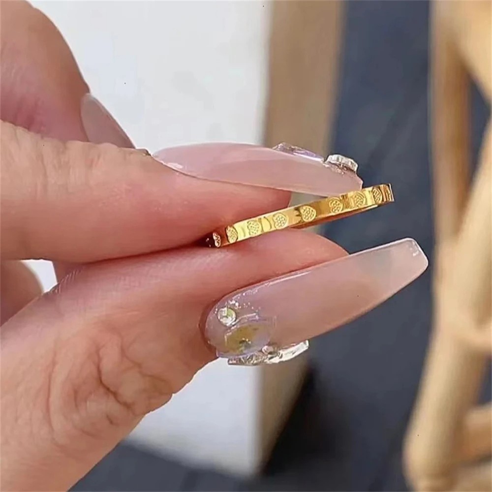 Golden Stainless Steel 2mm Heart Rings for Women