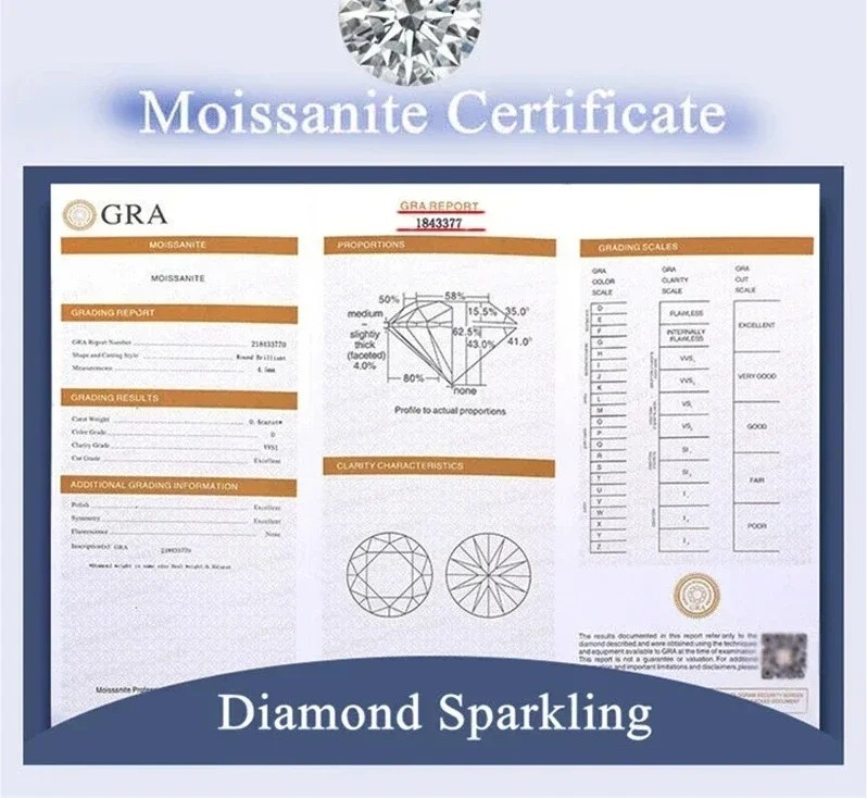 Luxury 100% Real 18K Gold Ring and Lucky Grass Moissanite Women's Stud Earrings