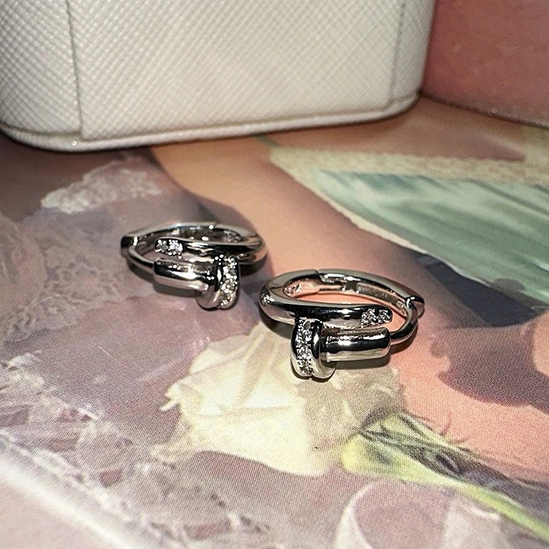 Luxury Cubic Zircon Sparkling Nail Hoop Earrings for Women